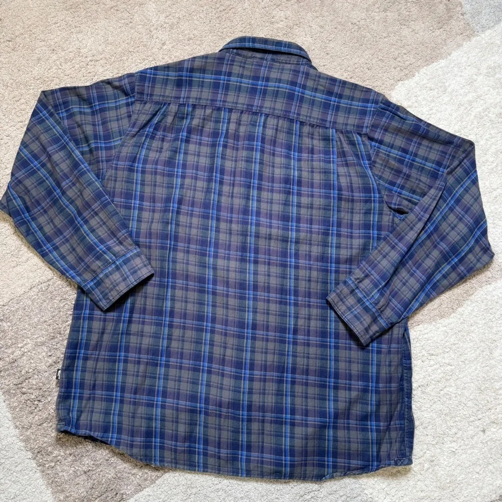 The North Face Mens XL Plaid Button Down Shirt Blue Grey Coolvision Long Sleeve